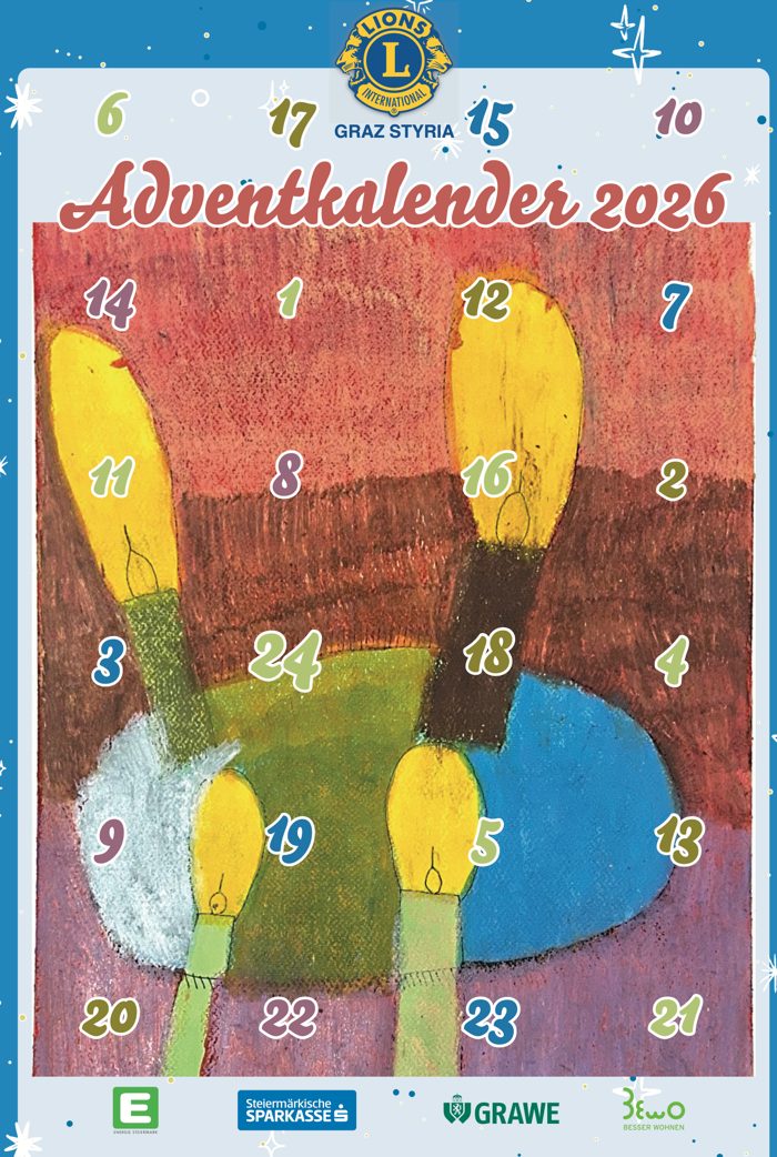 Lions-Adventkalender 2026 mit dem Motiv Adventkranz von Annemarie Adam
